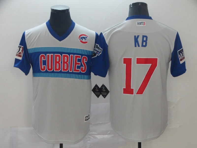 Men Chicago Cubs #17 Kb white blue throwback MLB Jerseys->pittsburgh pirates->MLB Jersey
